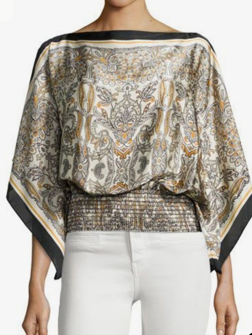 Max Studio Blue And Green Floral Poncho Blouse Size 1X New - Picture 2 of 8